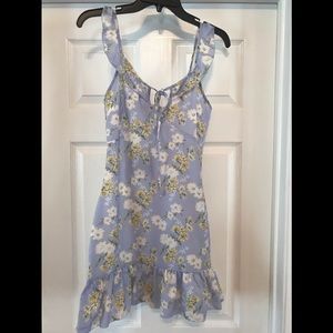 PARISIAN DRESS FLORAL PRINTED TIE FRONT MINI LILAC